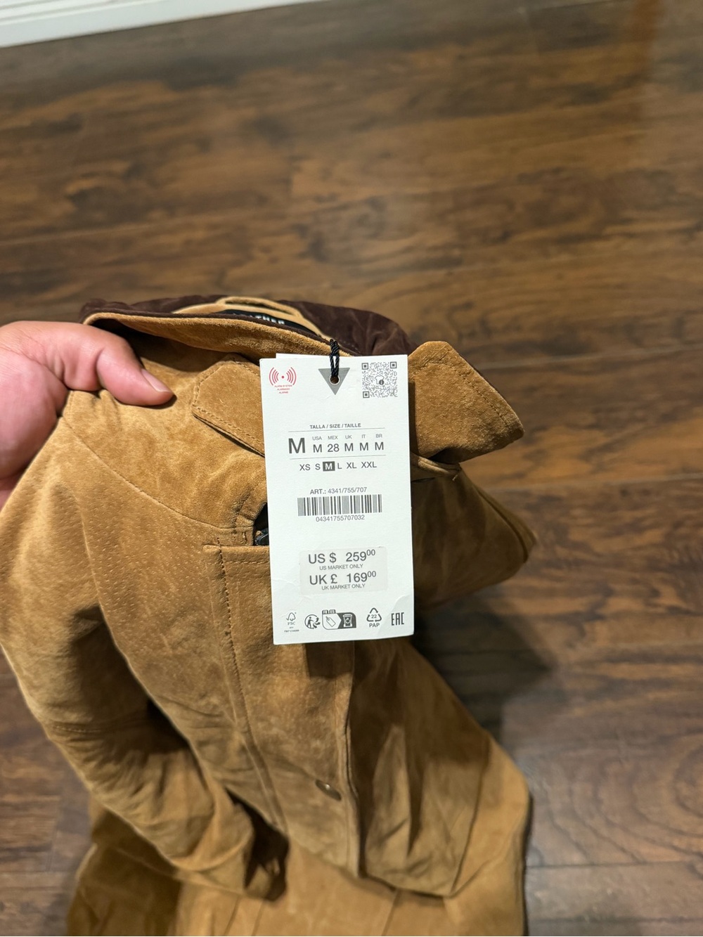 Zara women’s 100% suede leather barn jacket size M - Picture 4 of 4
